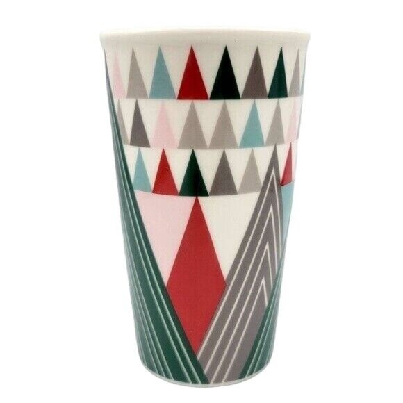 2/$15 Starbucks Holiday Christmas Triangle Tree Mug Ivory Green Red Pink 16oz - Picture 3 of 10